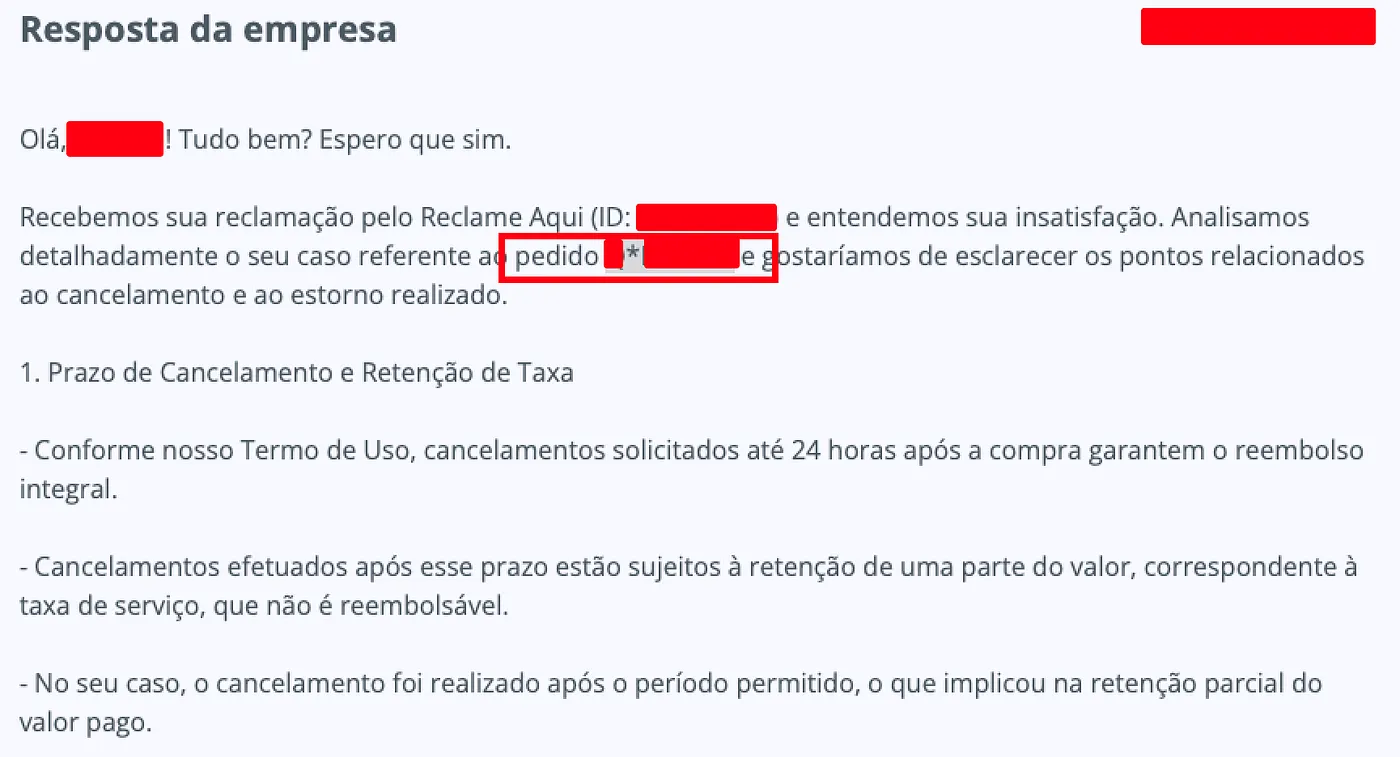 Código de pedido revelado