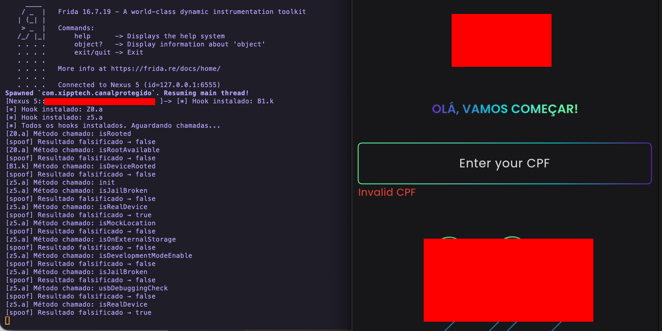 App funcionando após bypass